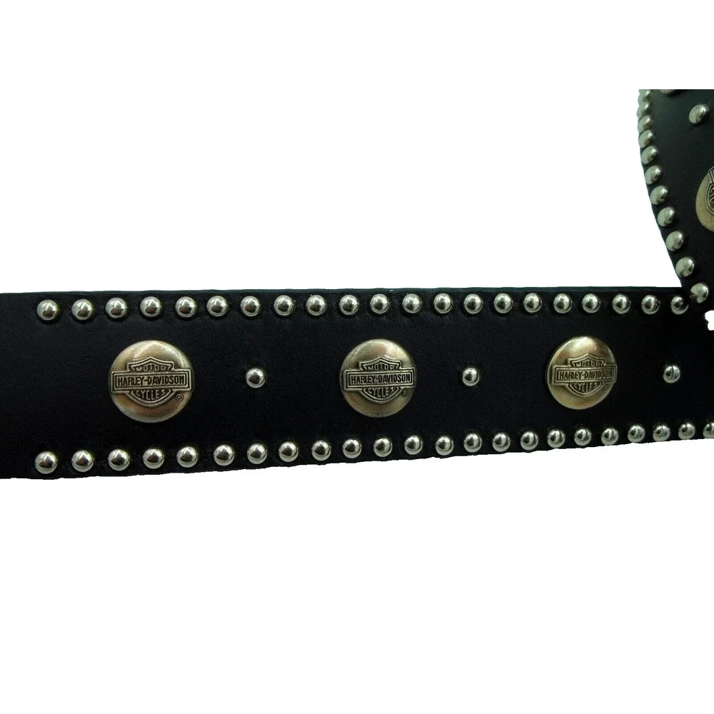 2007‎ Harley Davidson Studded Black Leather Belt with Buckle- XL 38